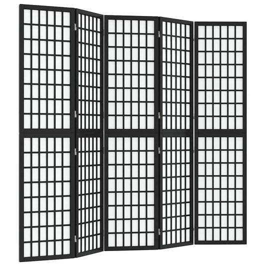 Folding 5-Panel Room Divider Japanese Style 200x170 cm Black