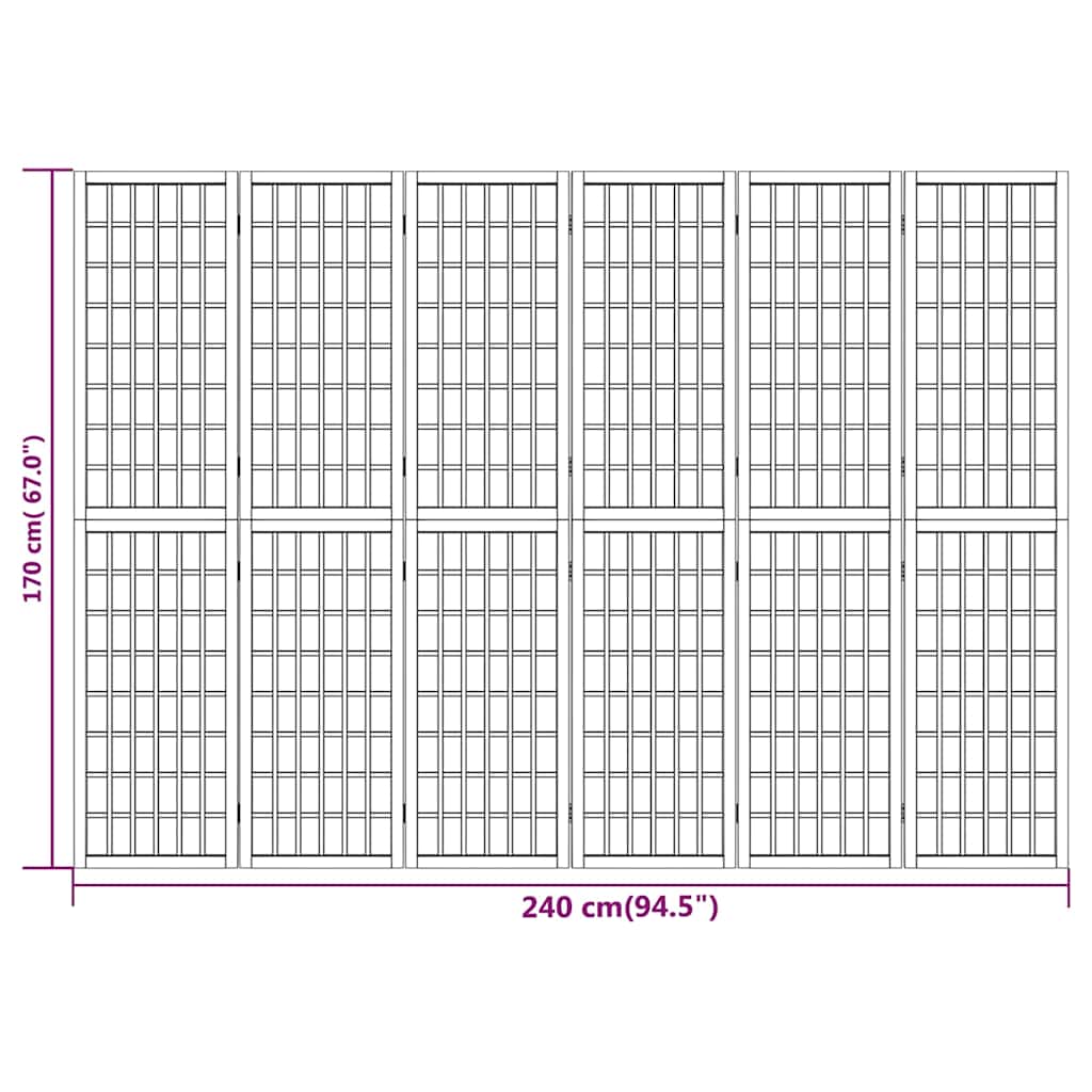 Folding 6-Panel Room Divider Japanese Style 240x170 cm Black