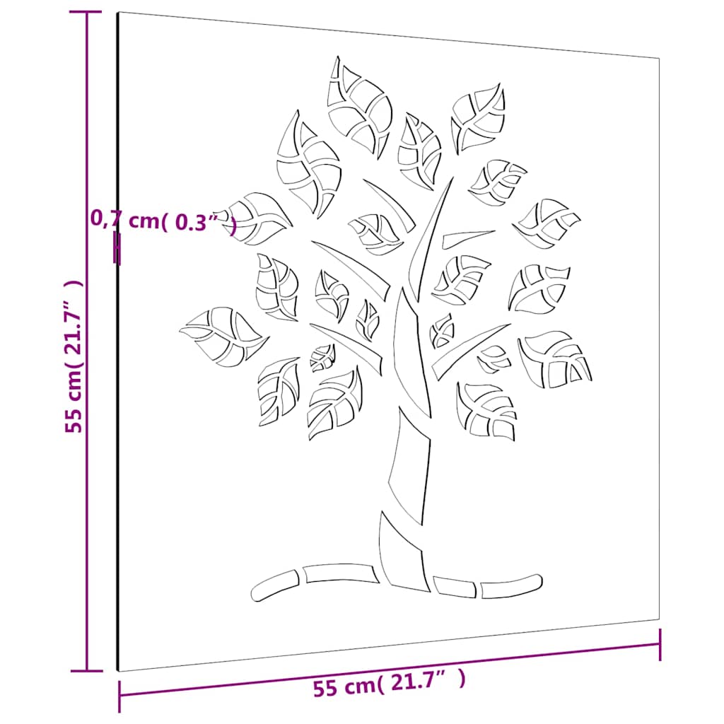 Patio Wall Decoration 21.7"x21.7" Corten Steel Tree Design