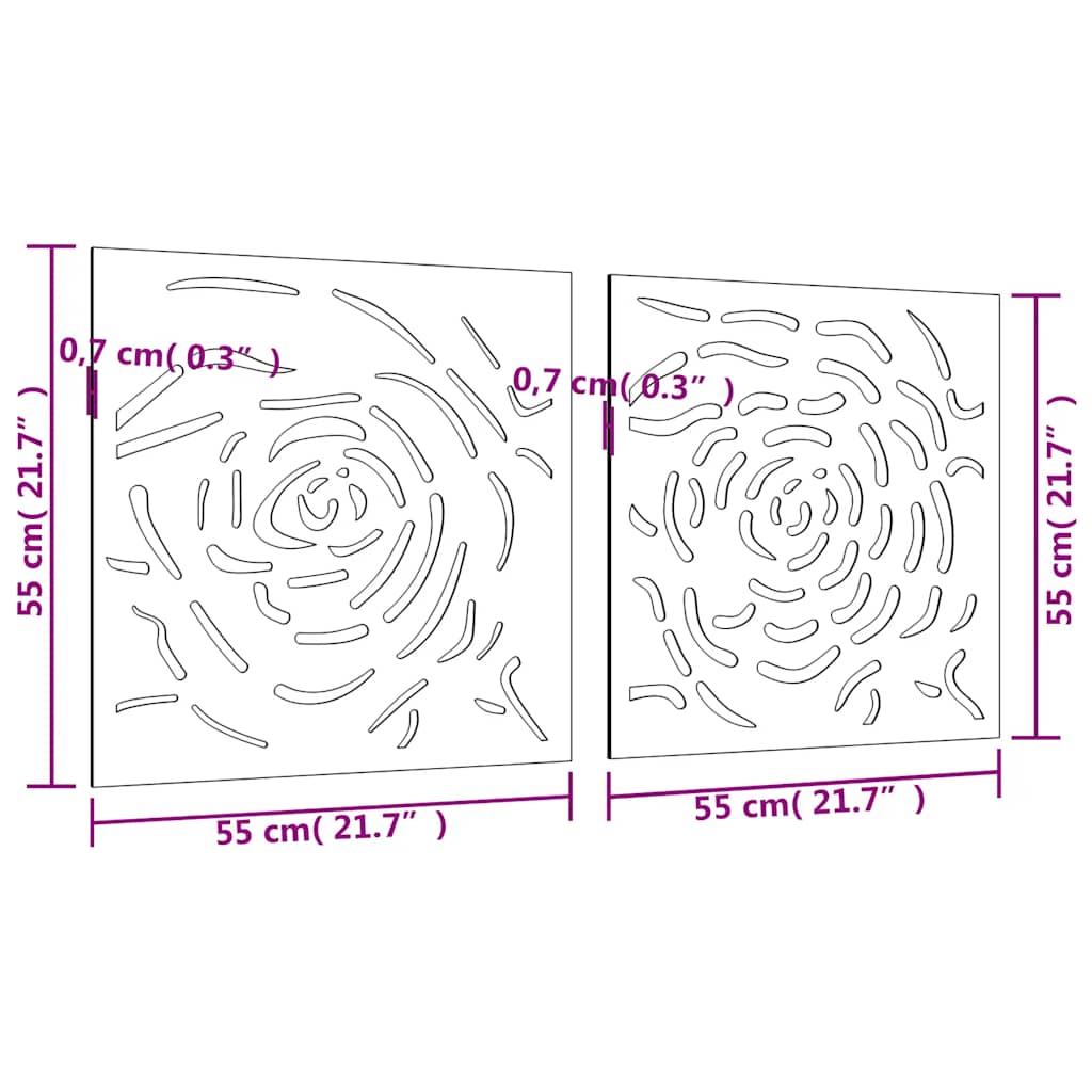 Garden Wall Decorations 2 pcs 55x55 cm Corten Steel Rose Design