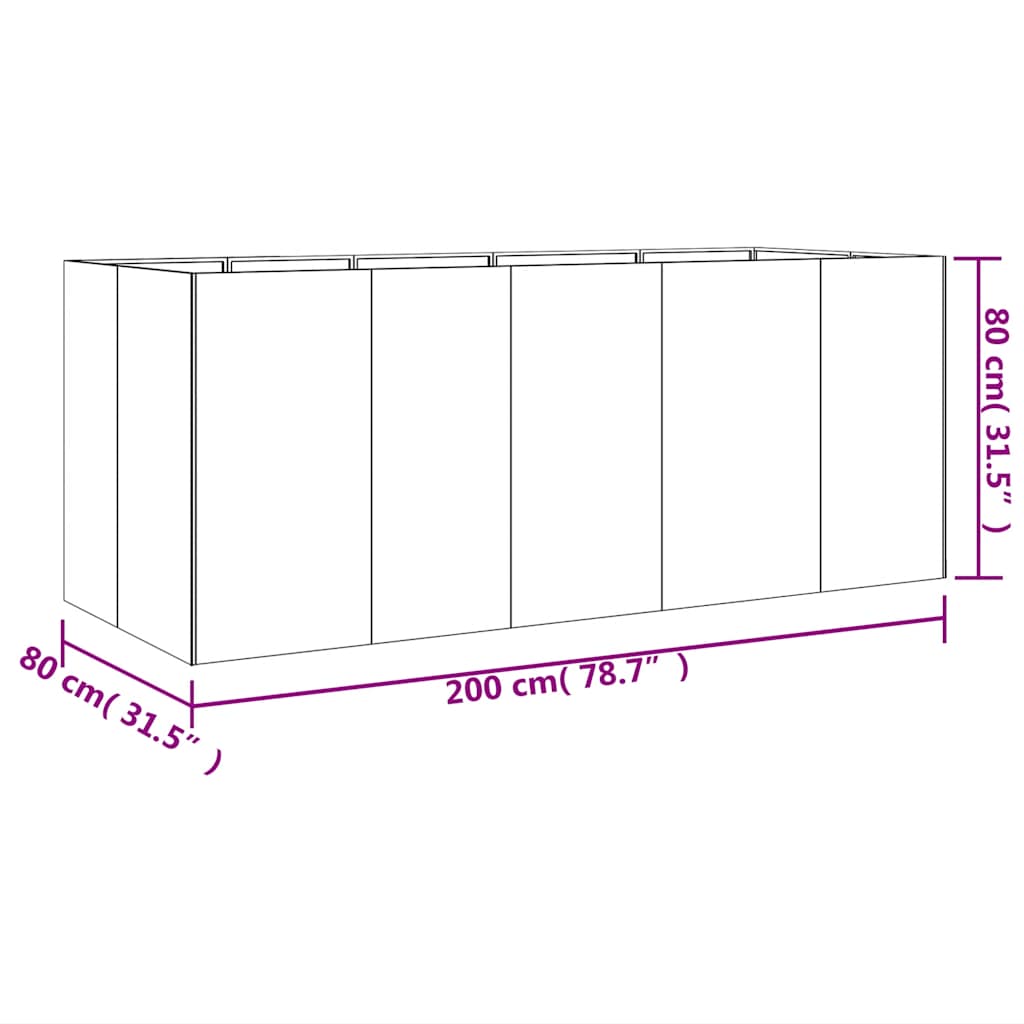 Garden Raised Bed 78.7"x31.5"x31.5" Corten Steel