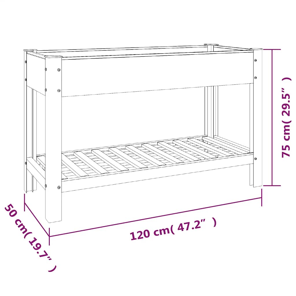 Garden Raised Bed with Shelf Grey 120x50x75 cm WPC