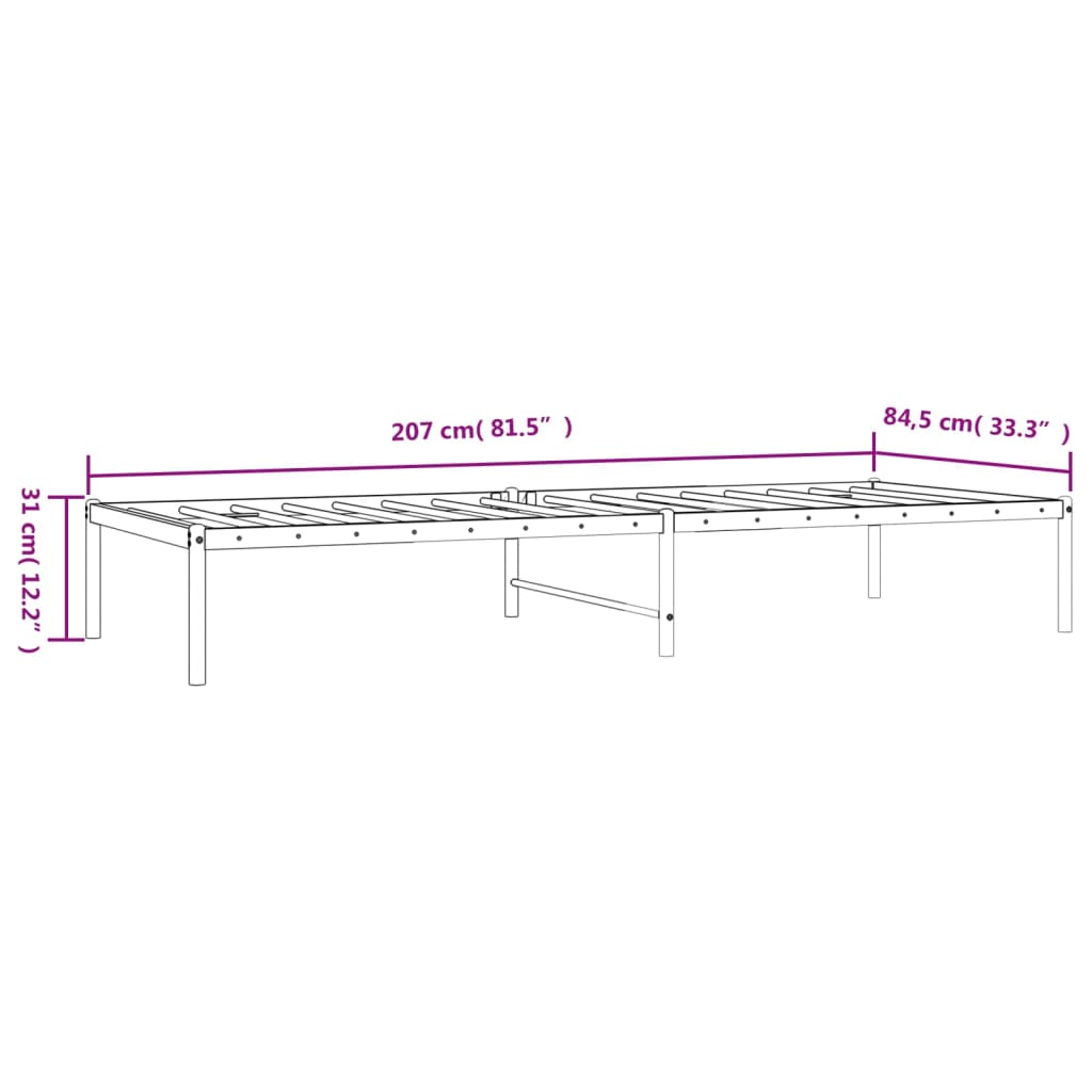 Metal Bed Frame without Mattress Black 80x200cm