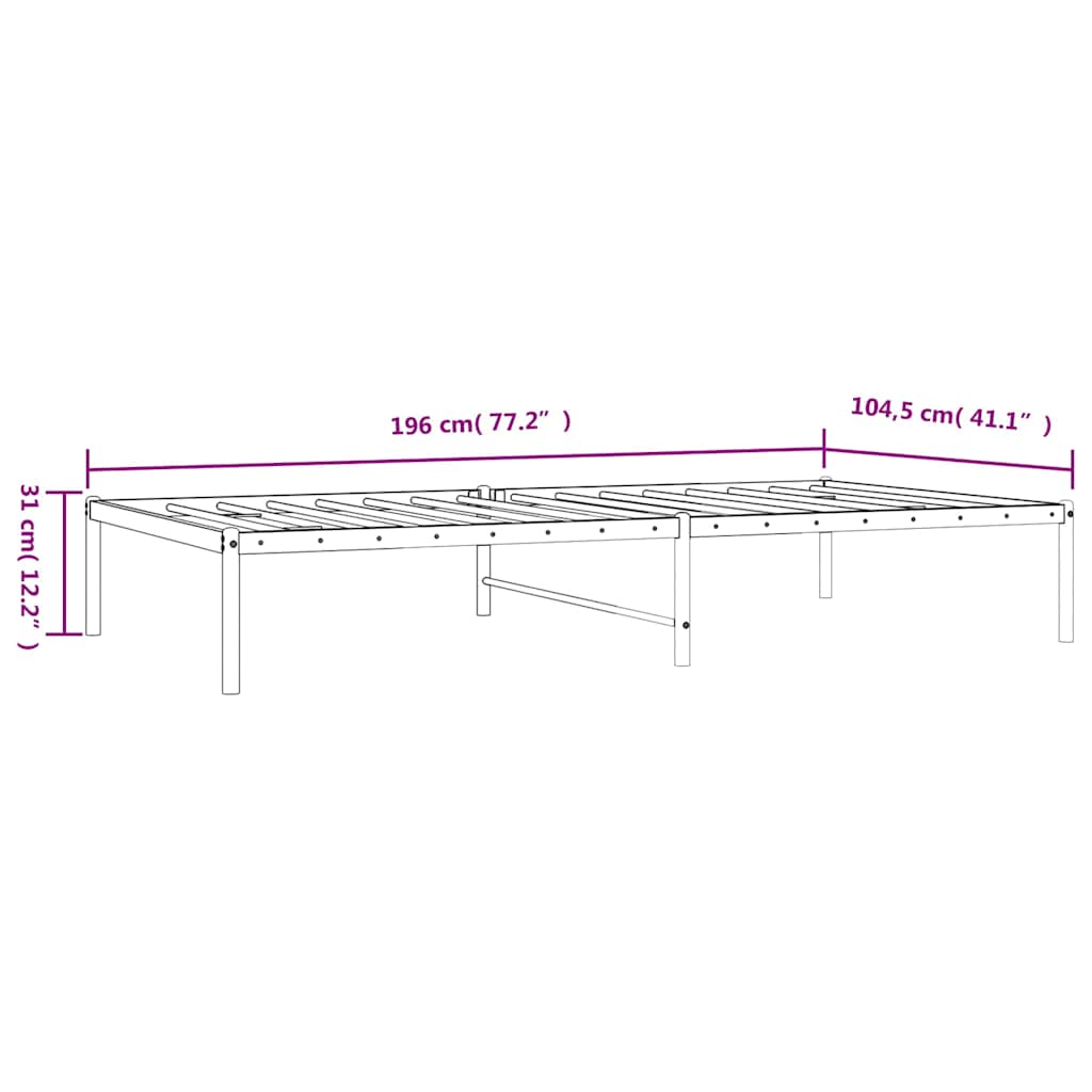 Metal Bed Frame without Mattress Black 100x190cm