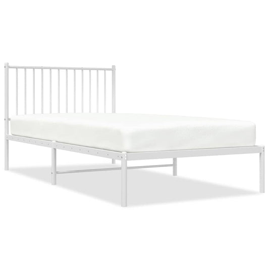 Metal Bed Frame without Mattress with Headboard White 100x200cm