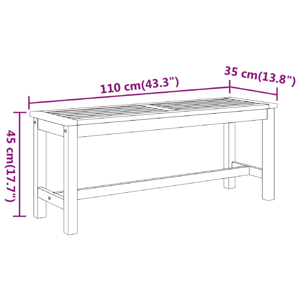 Patio Bench 43.3"x13.8"x17.7" Solid Wood Acacia