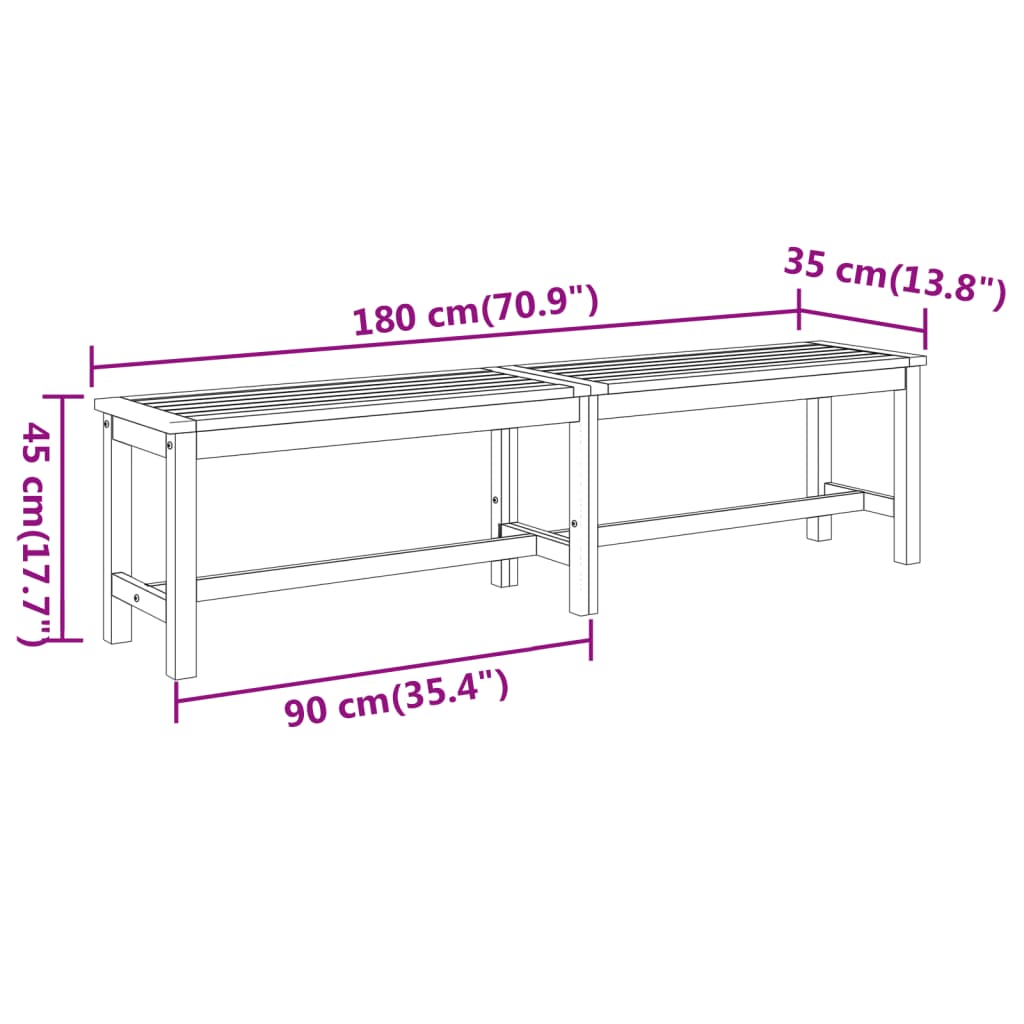 Patio Bench 70.9"x13.8"x17.7" Solid Wood Acacia