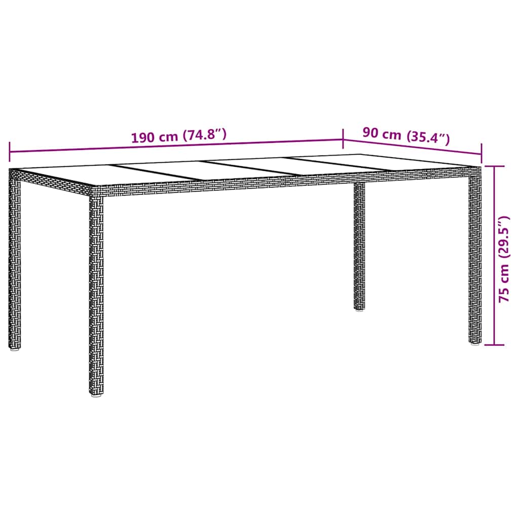 Garden Table Black Poly Rattan