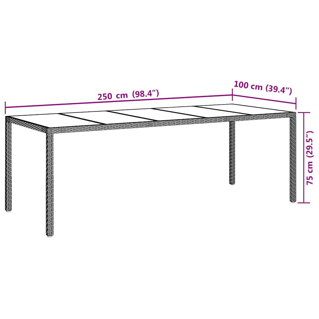 Garden Table Brown Poly Rattan