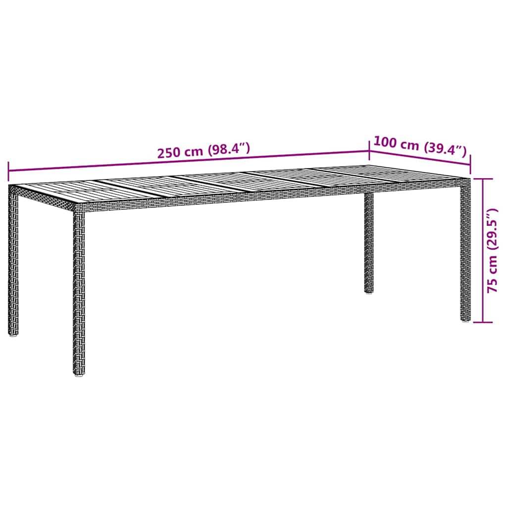 Garden Table Black Poly Rattan