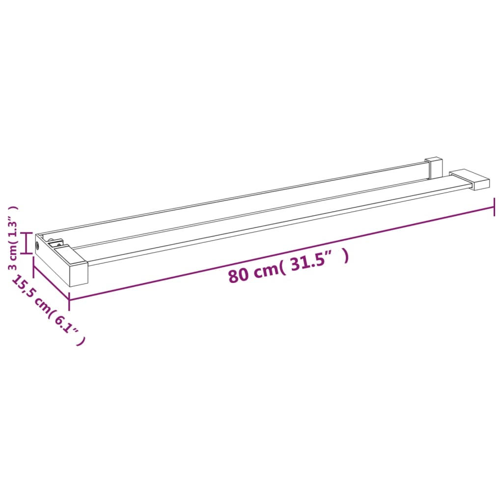 Shower Shelf for Walk-in Shower Wall Chrome 80 cm Aluminium