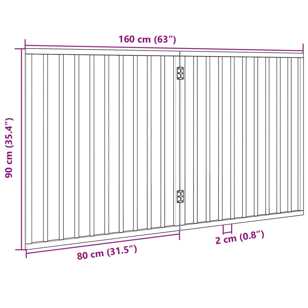 Dog Gate Foldable 2 Panels 63.0 " Poplar Wood