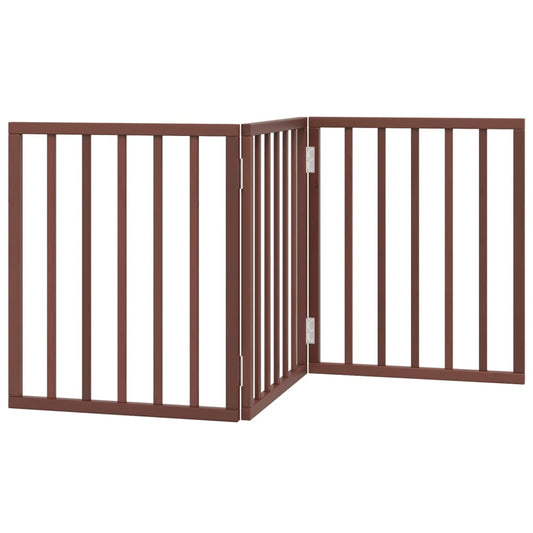 Dog Gate Foldable 3 Panels Brown 150 cm Poplar Wood