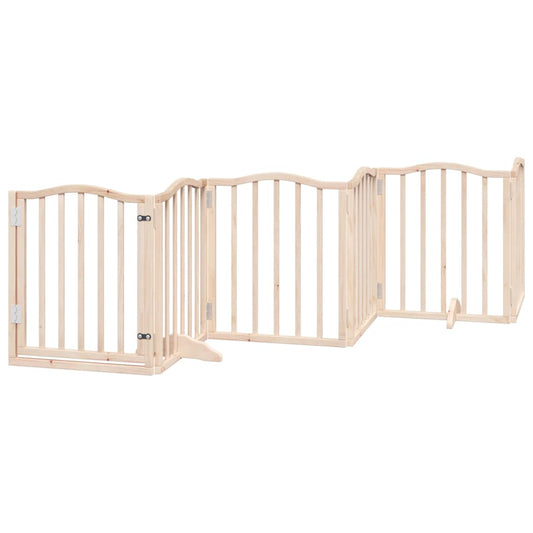 Dog Gate with Door Foldable 6 Panels 300 cm Poplar Wood