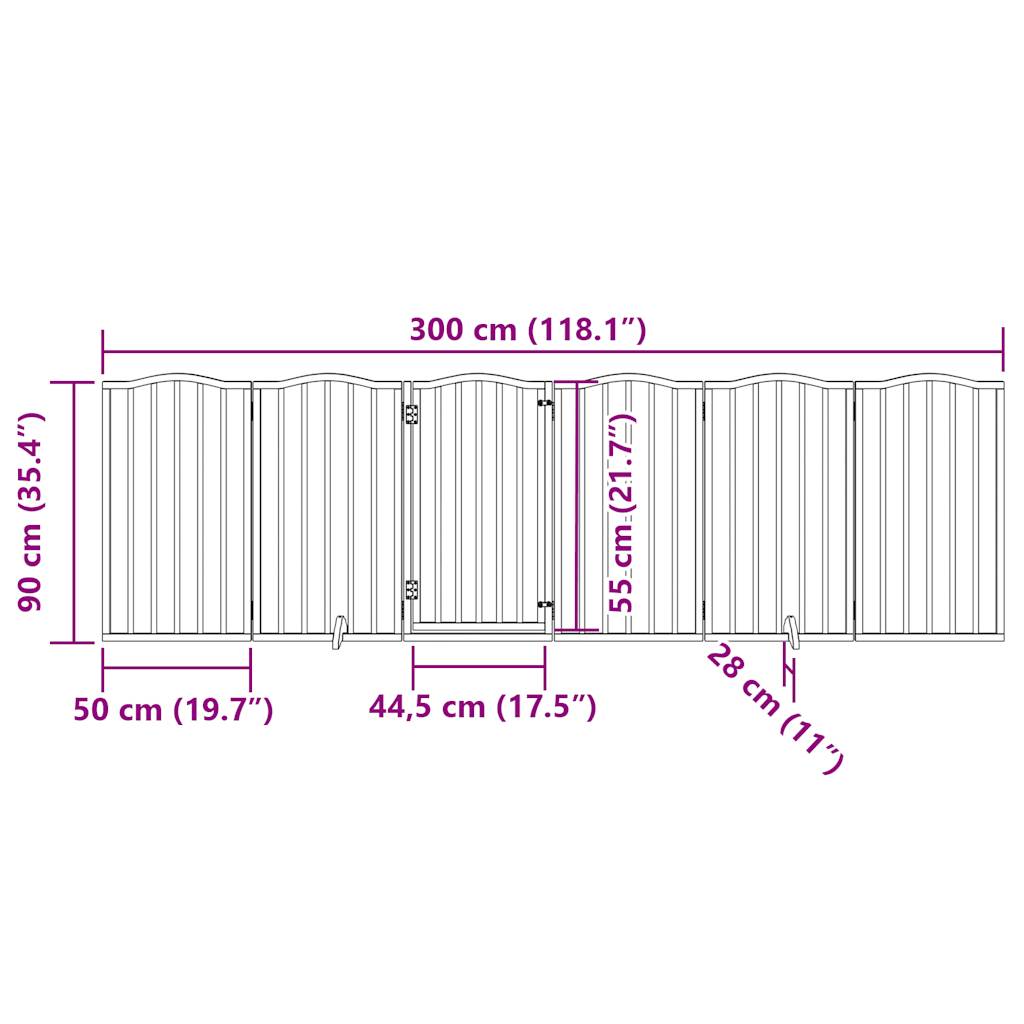Dog Gate with Door Foldable 6 Panels 300 cm Poplar Wood