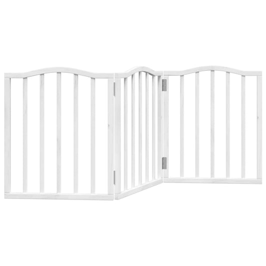 Dog Gate Foldable 3 Panels White 150 cm Poplar Wood