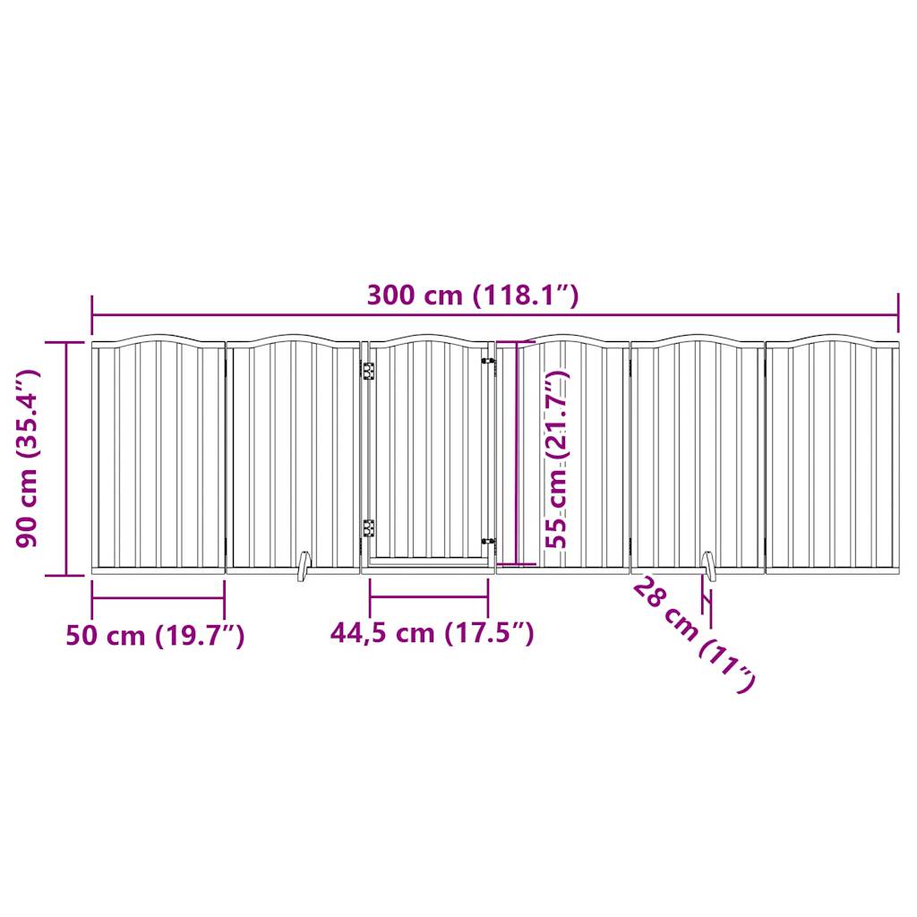 Dog Gate with Door Foldable 6 Panels White 300 cm Poplar Wood