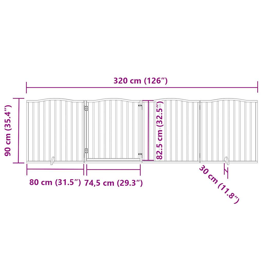 Dog Gate with Door Foldable 4 Panels Brown Oak 320 cm Poplar Wood