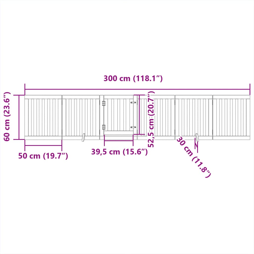 Dog Gate with Door Foldable 6 Panels Black 300 cm Poplar Wood