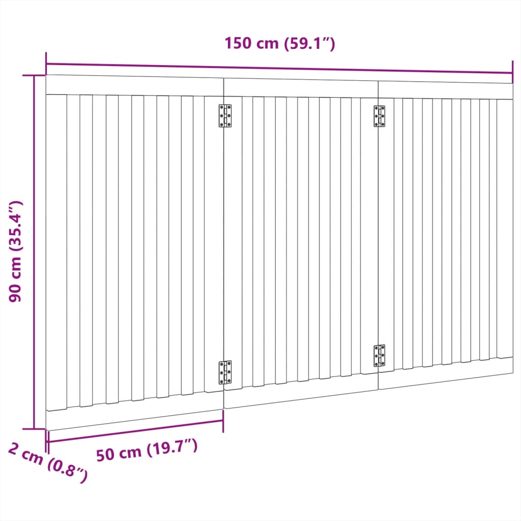 Dog Gate Foldable 3 Panels Black 150 cm Poplar Wood
