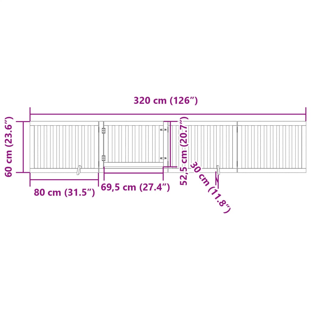 Dog Gate with Door Foldable 4 Panels Black 320 cm Poplar Wood