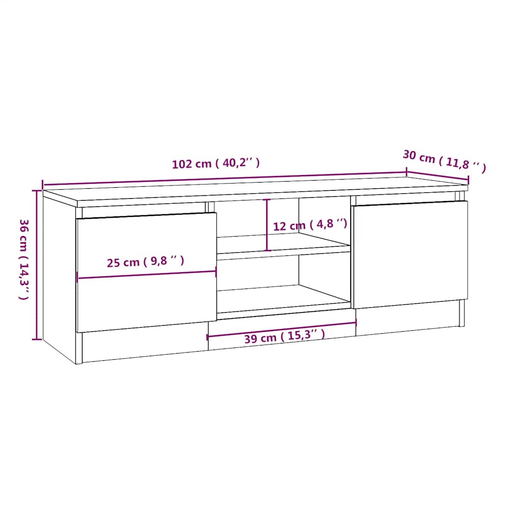 TV Cabinet with Door Smoked Oak 102x30x36 cm
