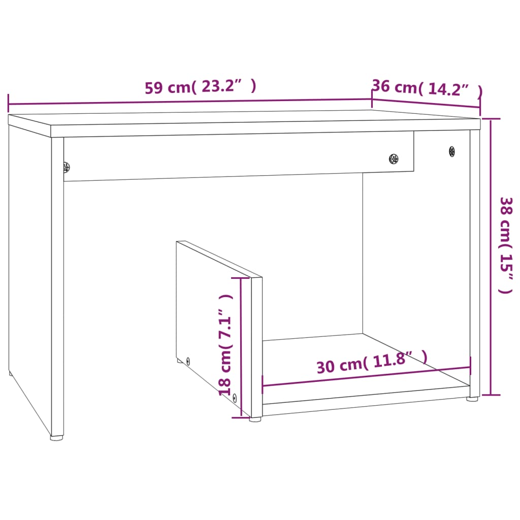 Side Table Smoked Oak 59x36x38 cm Engineered Wood