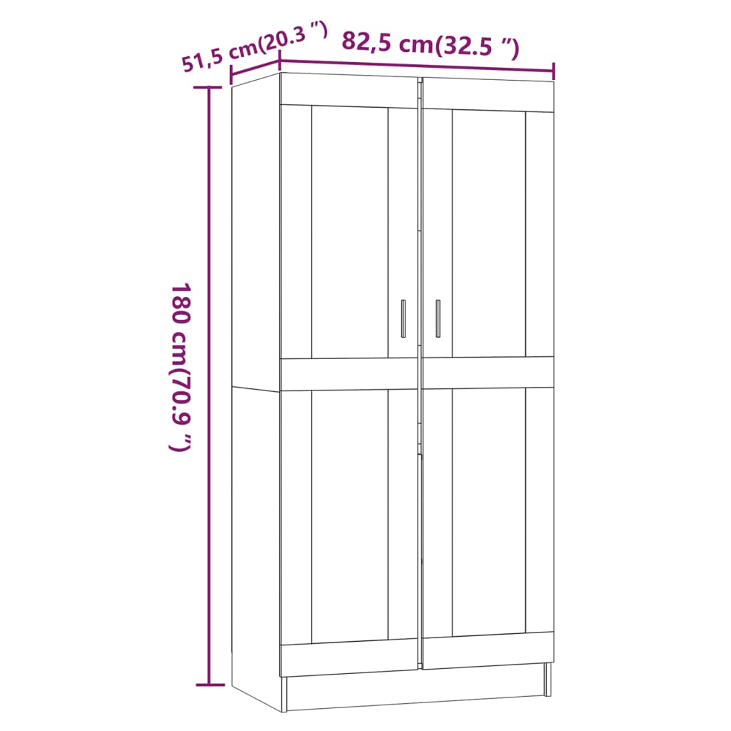 Wardrobe Smoked Oak 82.5x51.5x180 cm Engineered Wood