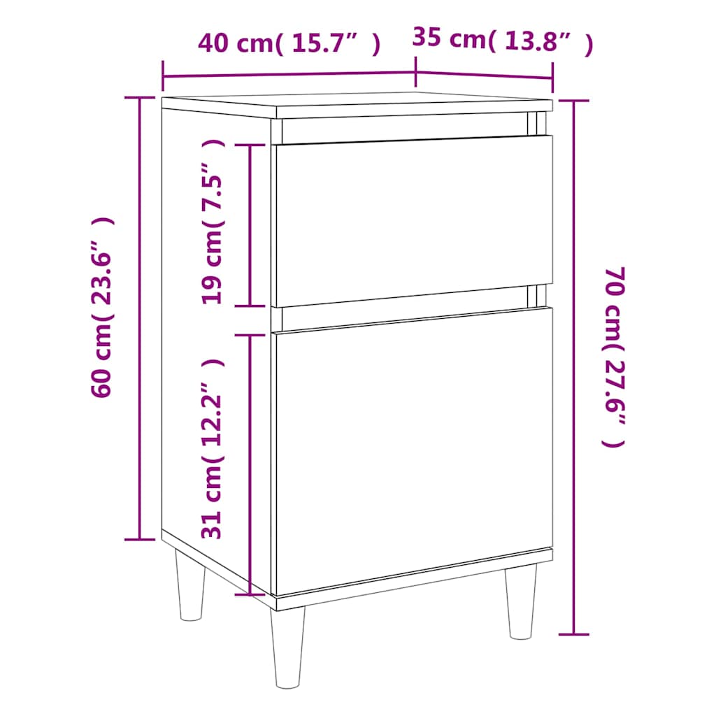 Bedside Cabinet | Set of 2 | Concrete Grey | Engineered wood