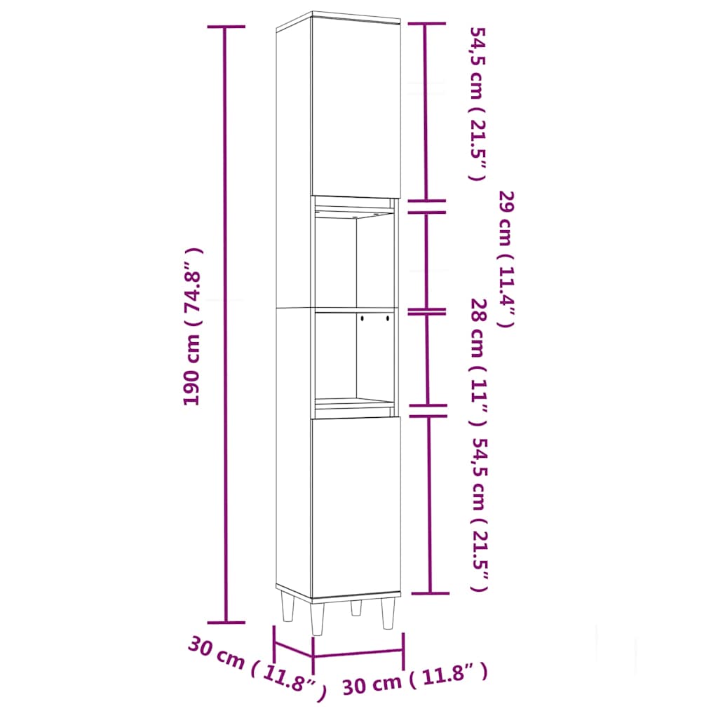 Bathroom Cabinet | White | Engineered Wood | 190 cm Tall