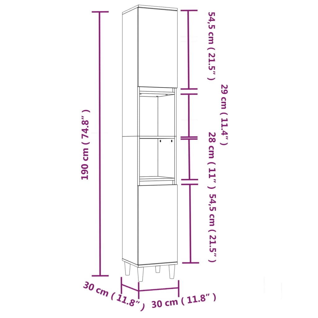 Bathroom Cabinet | Smoked Oak | Engineered Wood and Solid Eucalyptus Wood