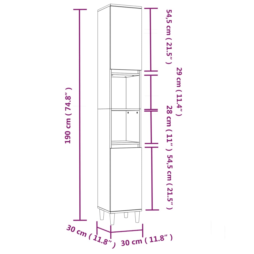 Bathroom Cabinet | Grey Sonoma | Engineered Wood, Solid Eucalyptus Wood