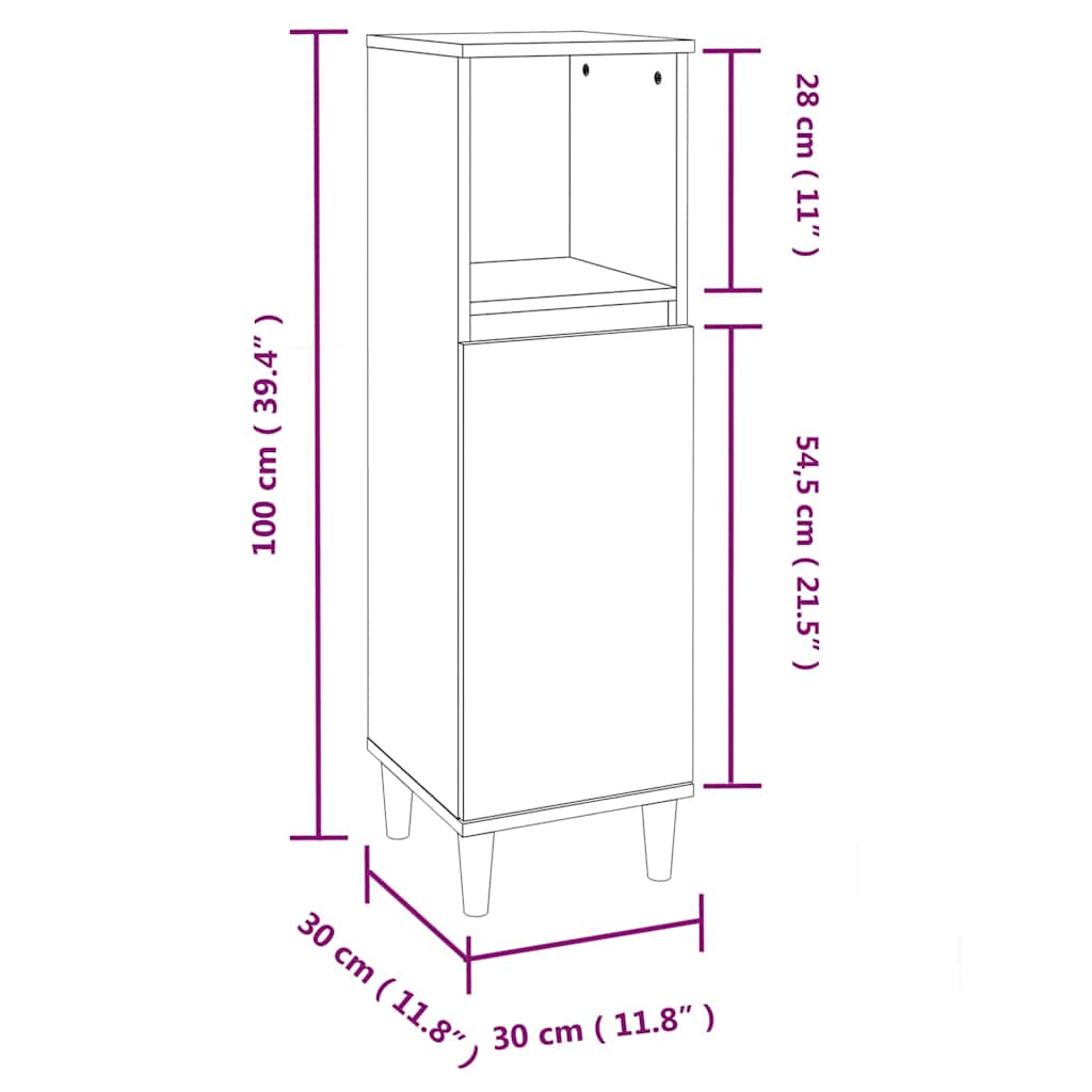 Bathroom Cabinet | White | Engineered wood, Solid eucalyptus wood