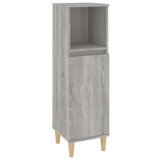 Bathroom Cabinet | Grey sonoma | Engineered wood, solid eucalyptus wood