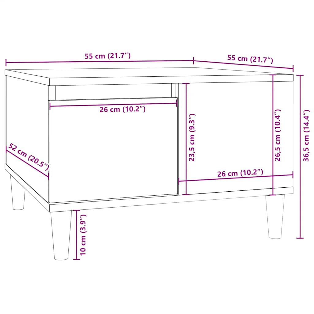 Coffee Table Smoked Oak 55x55x36.5 cm Engineered Wood