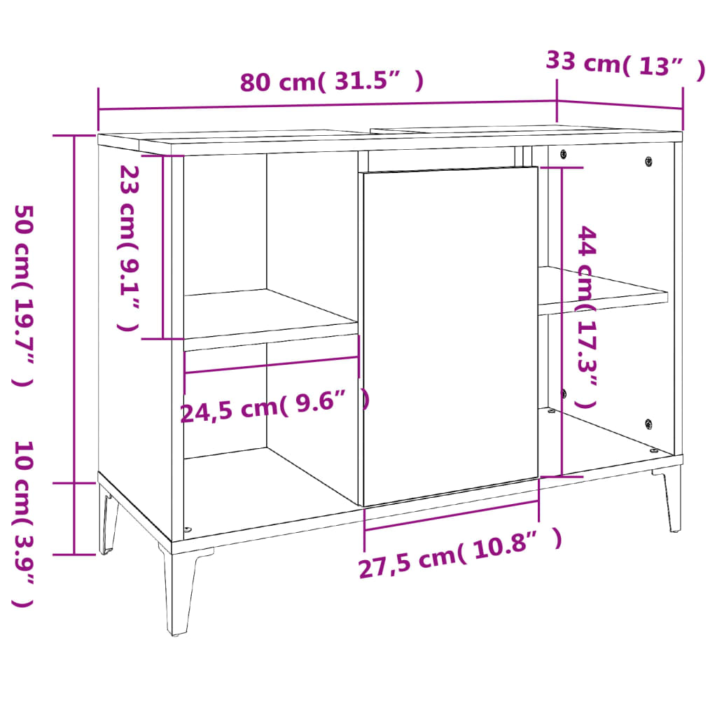 Sink Cabinet | White | Engineered wood, Metal | Medium