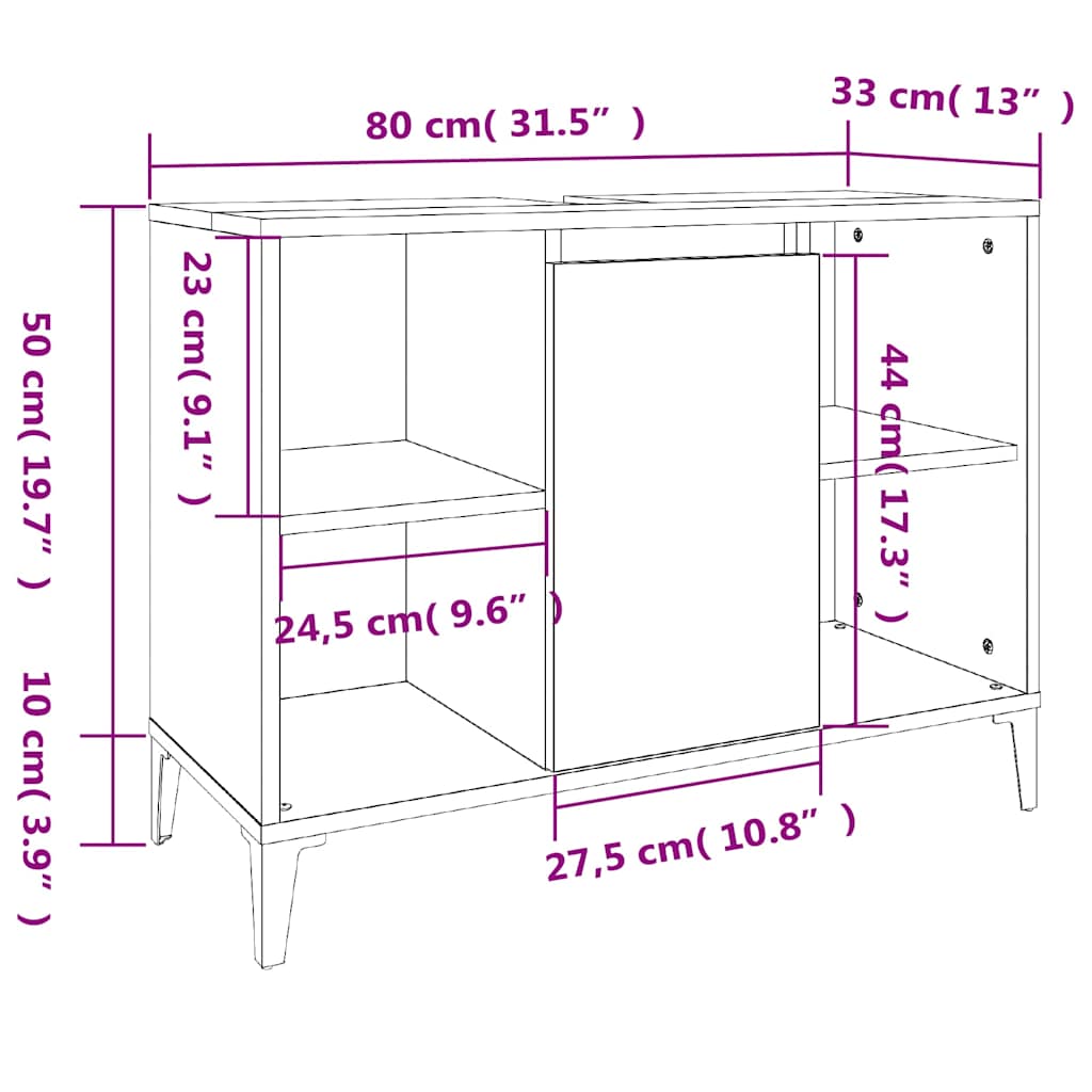 Sink Cabinet | Grey Sonoma | Wooden Structure | Medium Size