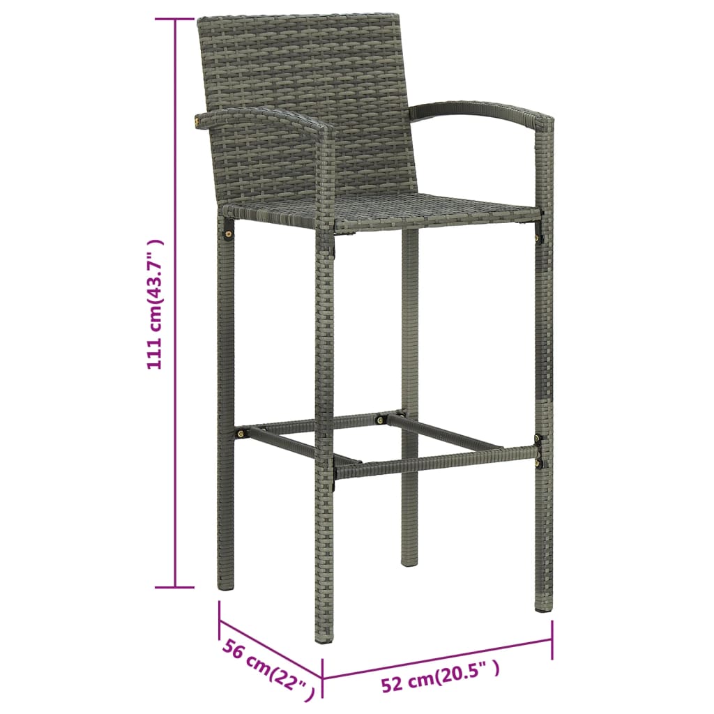 Bar Stools 4 pcs Grey Poly Rattan