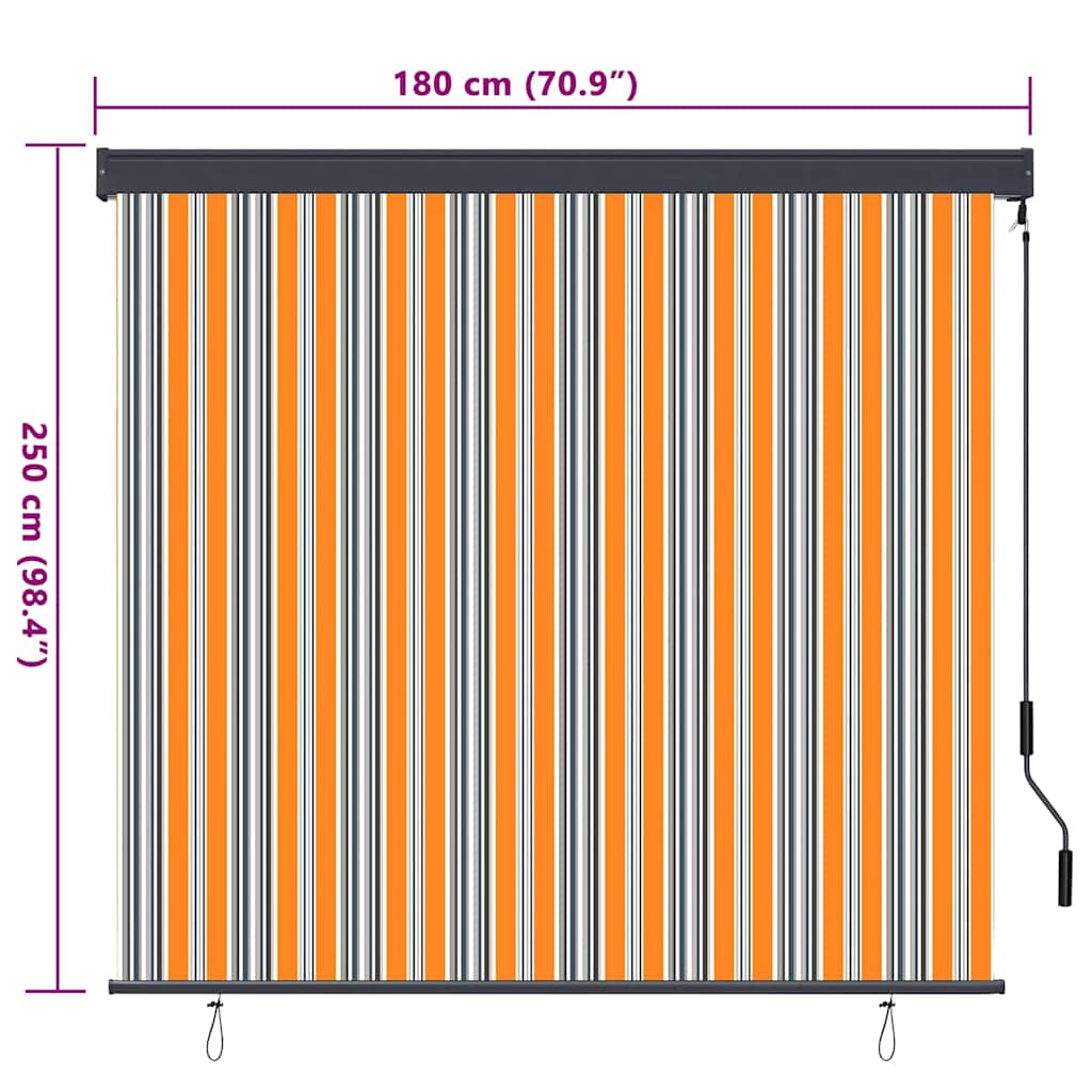Roller Blind Yellow and Blue 180 x 250 cm Fabric and Aluminum