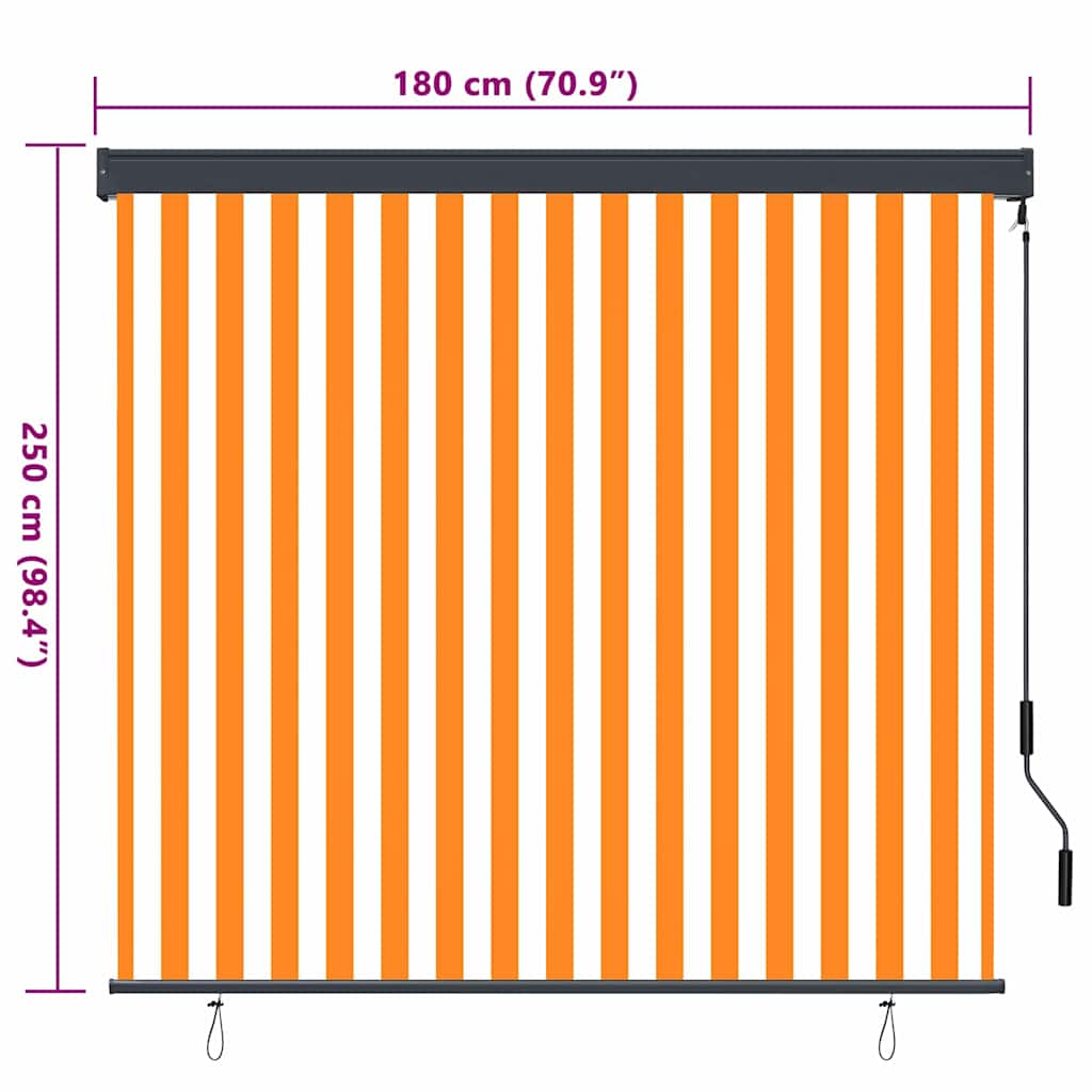Roller Blind White and Orange 180 x 250 cm Fabric and Aluminum