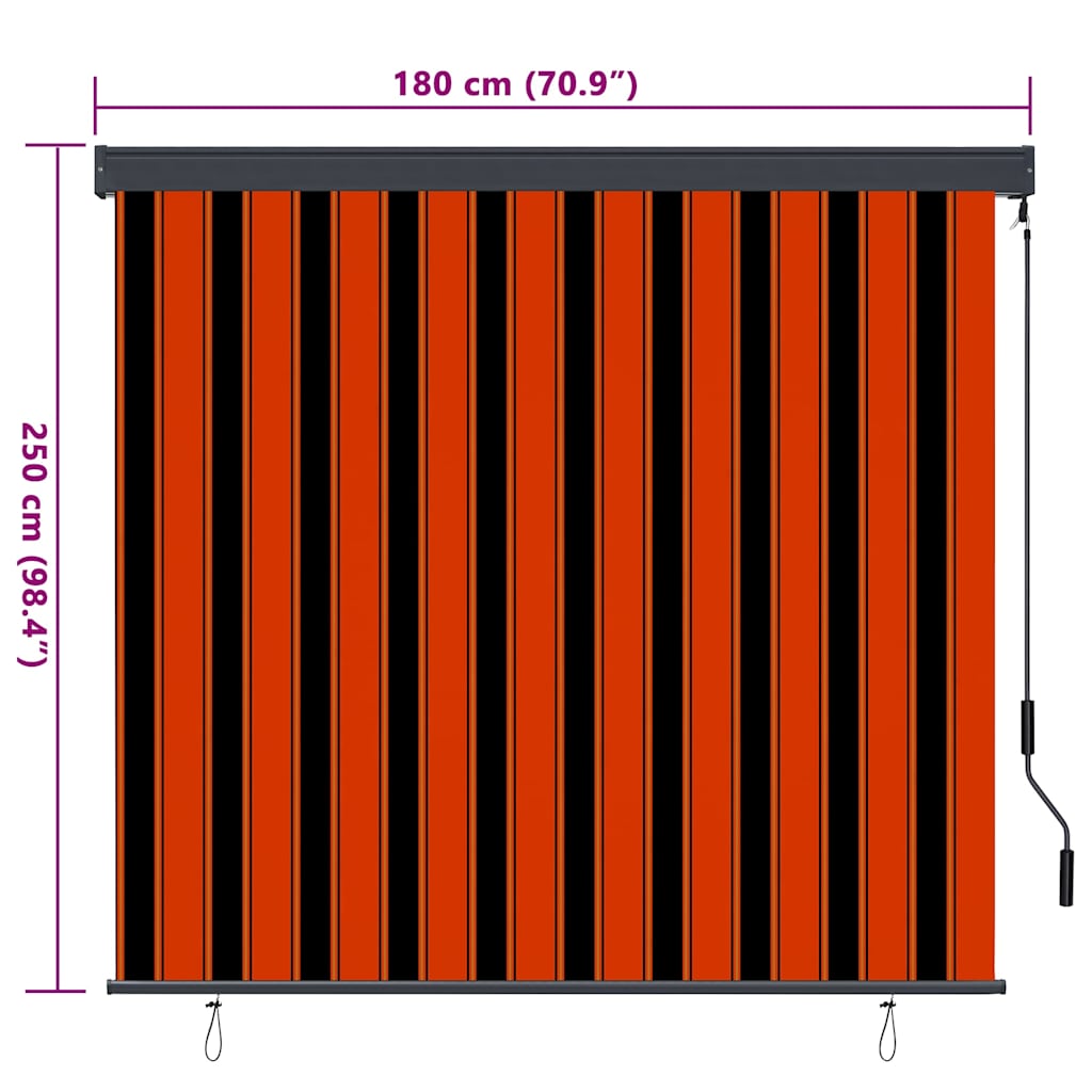 Roller Blind Orange and Brown 180 x 250 cm Fabric and Aluminum