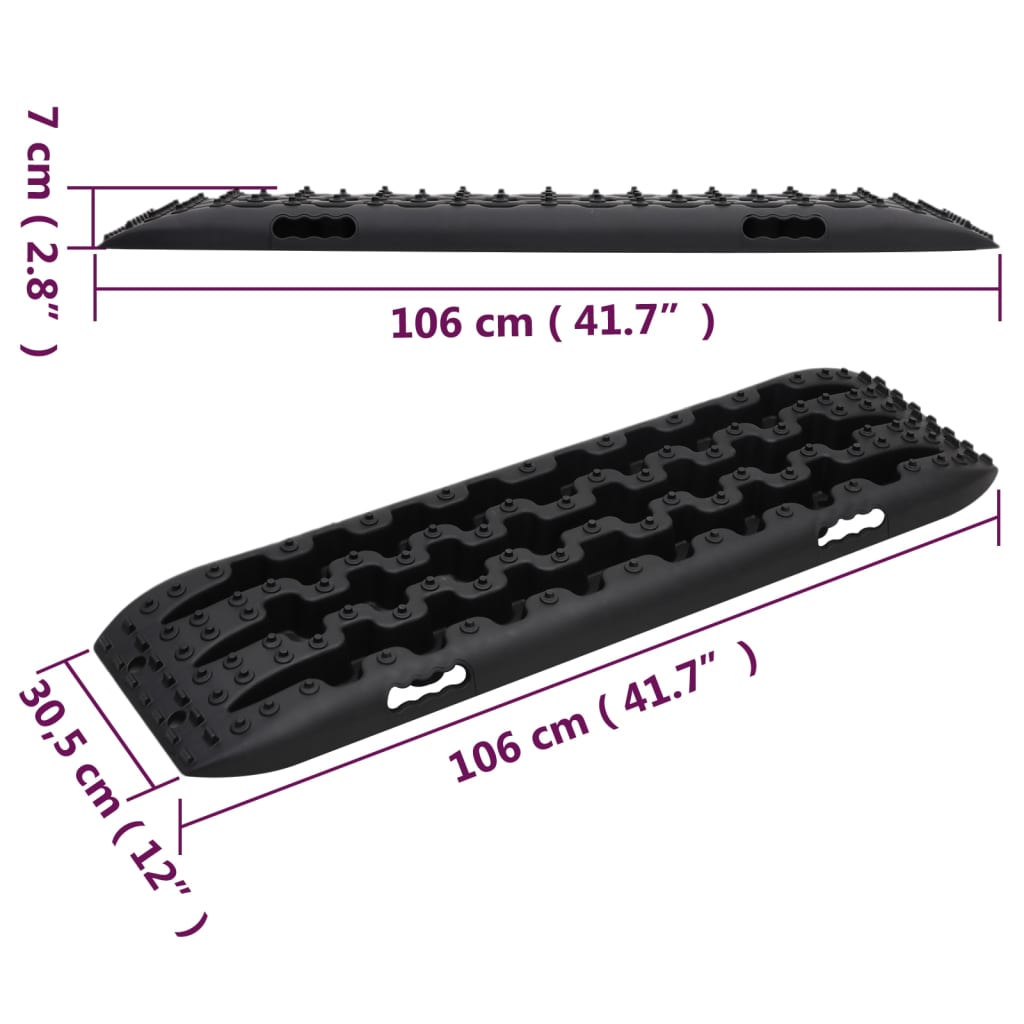 Traction Boards 2 pcs Black 106x30.5x7 cm Nylon
