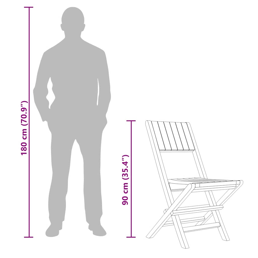 Folding Garden Chair | Set of 2 | Teak | Solid Teak Wood | Regular