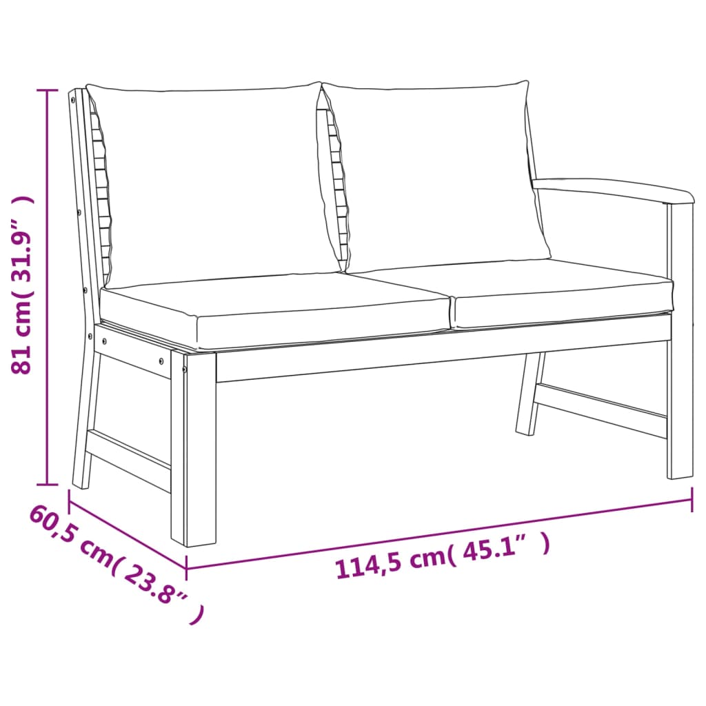 7 Piece Patio Dining Set with Cushions Solid Wood Acacia