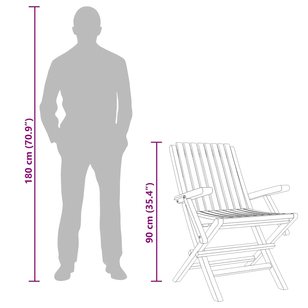 Folding Garden Chair | Set of 8 | Teak | Solid teak wood | Standard