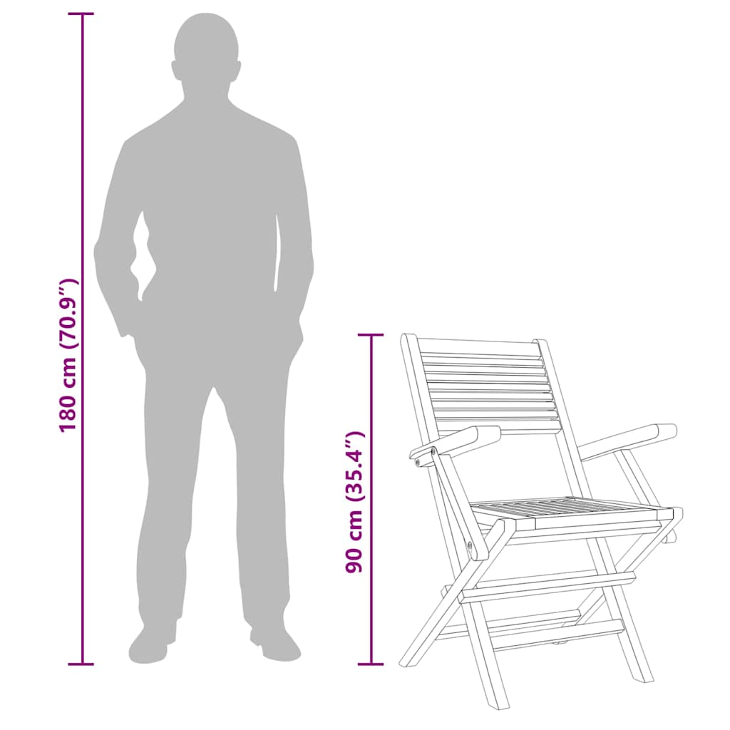 Folding Garden Chair | Set of 8 | Teak