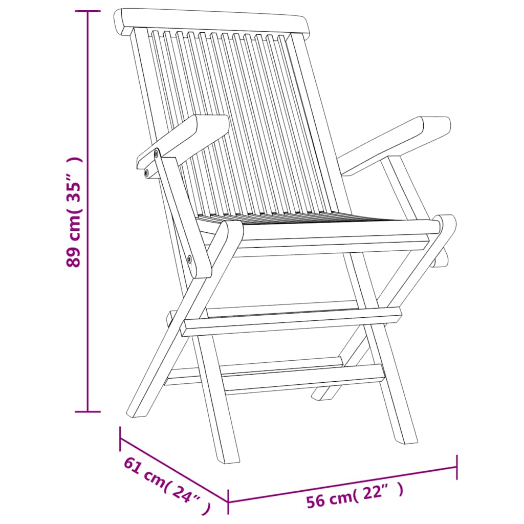 Folding Chairs 4 pcs Grey 56x61x89 cm Solid Wood Teak