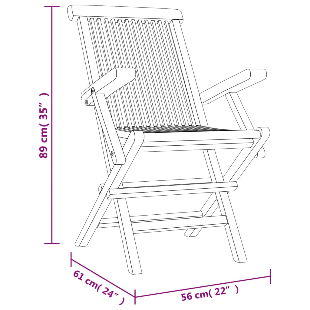 Folding Chairs 8 pcs Grey 56x61x89 cm Solid Wood Teak