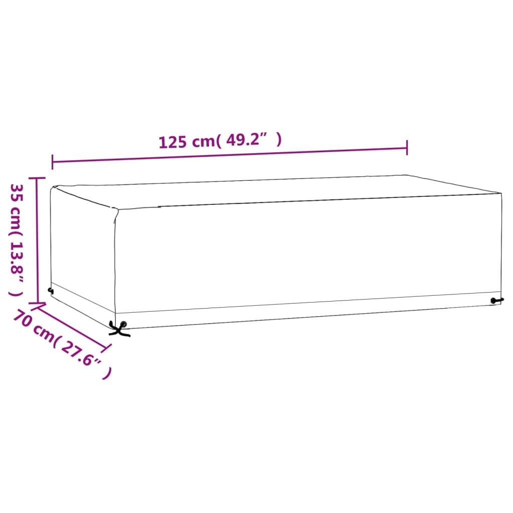 Garden Furniture Covers 2 pcs 8 Eyelets 125x70x35 cm Rectangular
