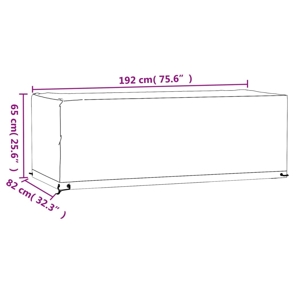Garden Furniture Covers 2 pcs 8 Eyelets 192x82x65 cm Rectangular